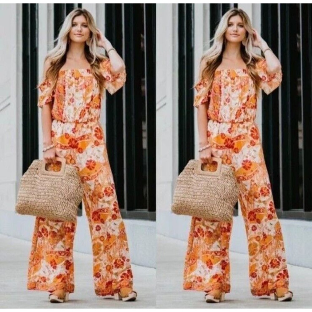 Floral Orange Jumpsuit